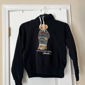 Polo by Ralph Lauren, gently used men’s M polo boy bear black hoodie